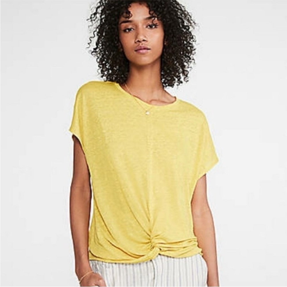 White Lou & Grey for Loft Linen Twist Front Tee